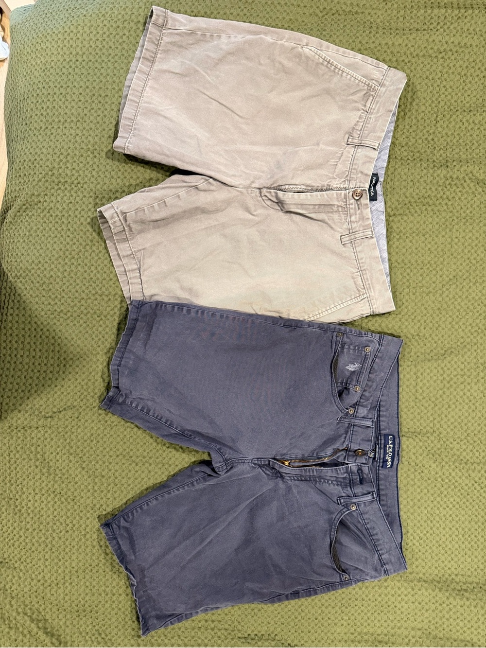 Two-Pair Men’s Cotton Shorts - Beige & Slate Blue